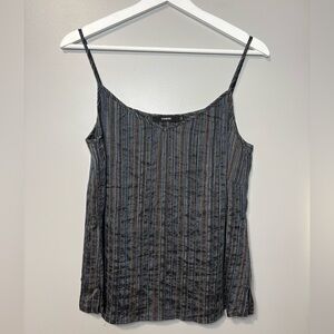 Verse Spaghetti Strap Textured Stripe Linen Blend Tank Top